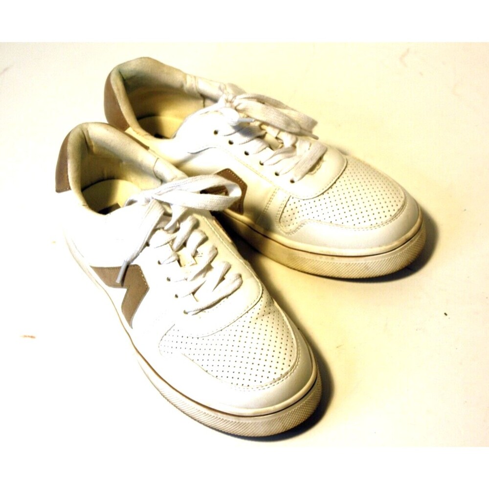 MIA Mandey Extra White Taupe Leather Low Top Sneakers Shoes Women's Size 8M